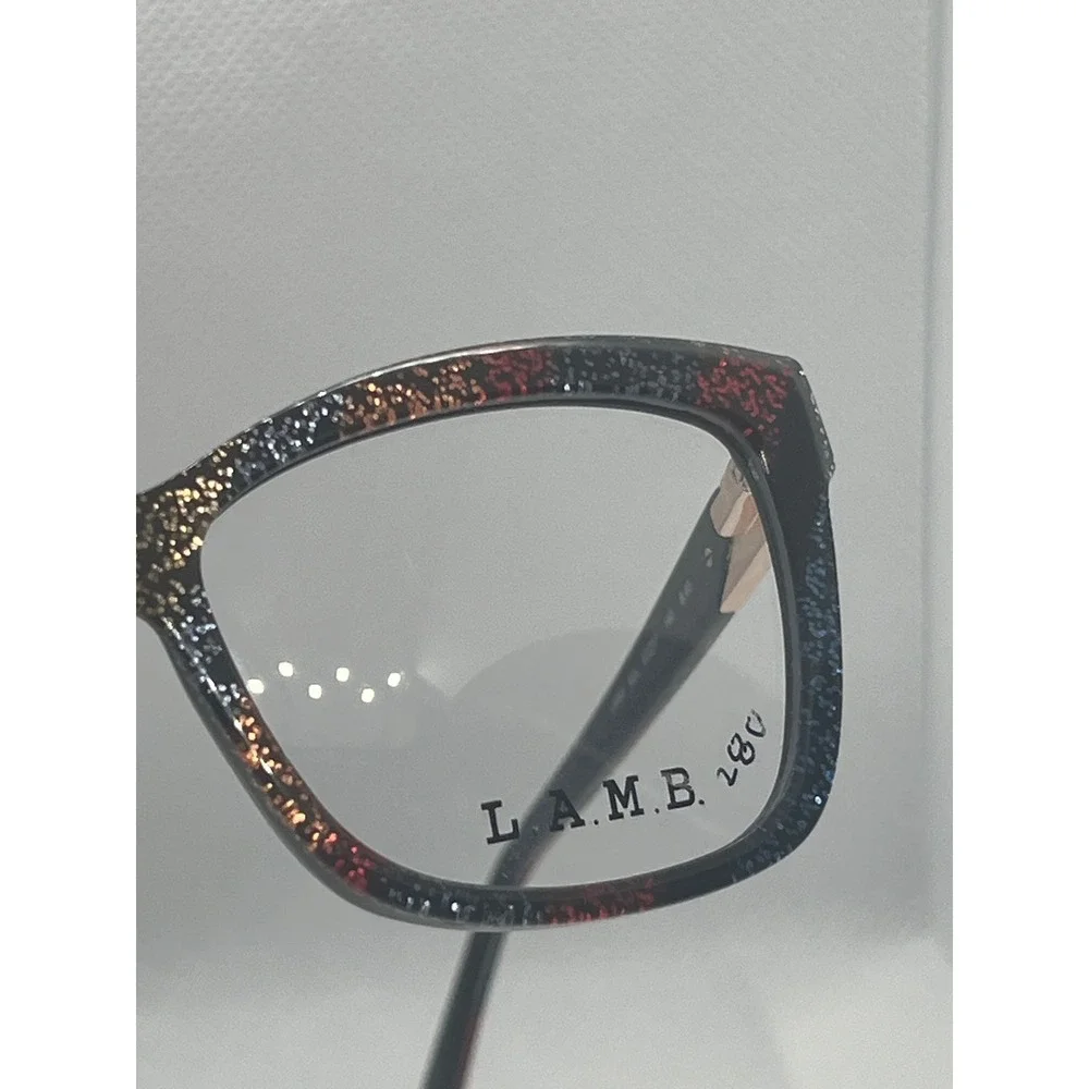 L.A.M.B. LA083 Designer Eyeglasses Frames Cat Eye Multicolor Gold‎ Accents